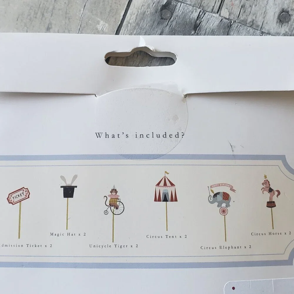 NWT - Josi James Circus Cupcake Toppers - 12 Count